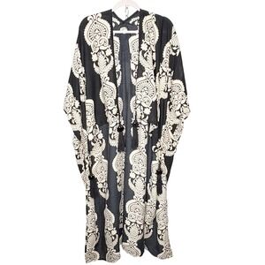 Lakra Damask Tassel Kimono Kaftan Duster One Size Cover Up Boho Beachy